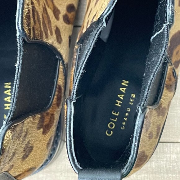 Cole Haan Mara Grand Chelsea Boots Ocelot Calf Hair Leopard Black Size 7 NEW - Picture 6 of 10